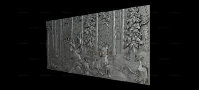 Панно художественные (Олень и олениха, PH_0305) 3D модель для ЧПУ станка